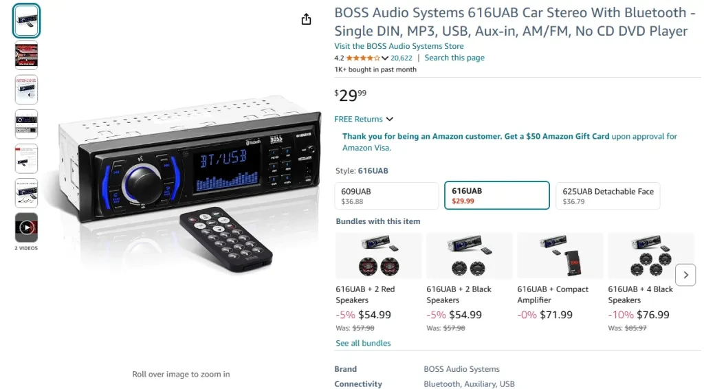 BOSS Audio Systems 616UAB Car Stereo with Bluetooth