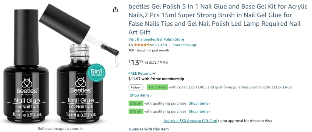 Beetles Gel Polish 5 In 1 Nail Glue and Base Gel Kit