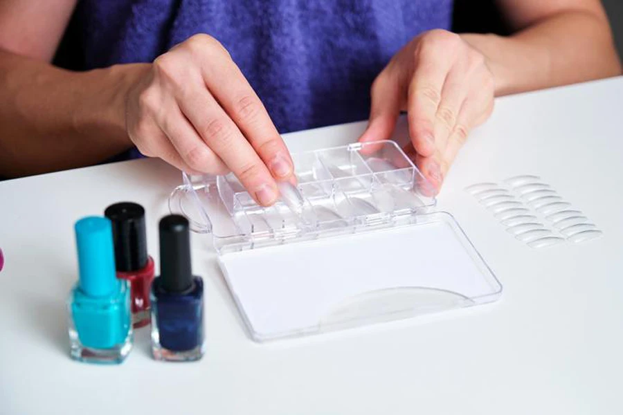 Box Containing Raw Artificial Fingernails