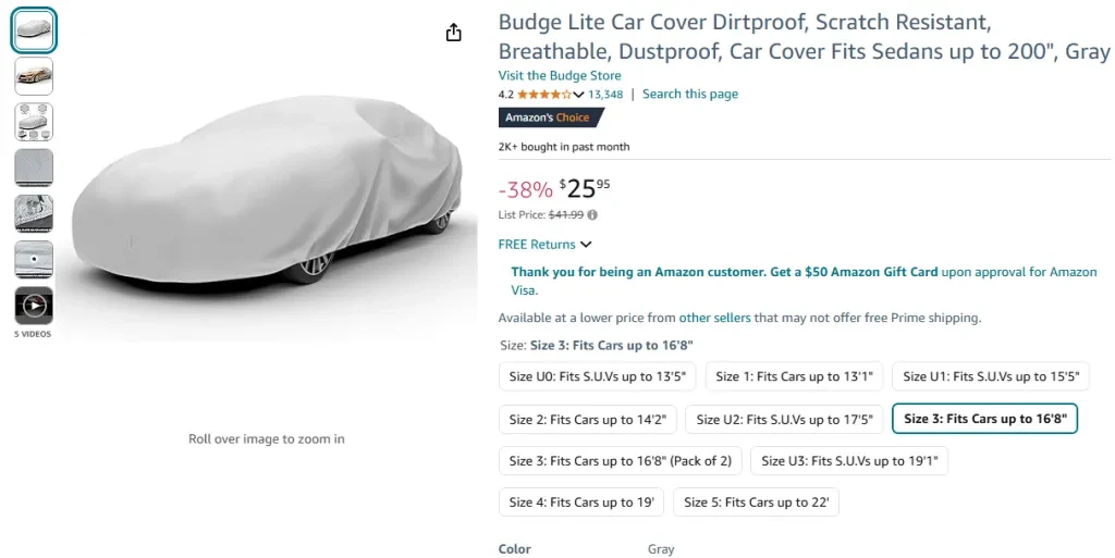 Budge Lite Car Cover