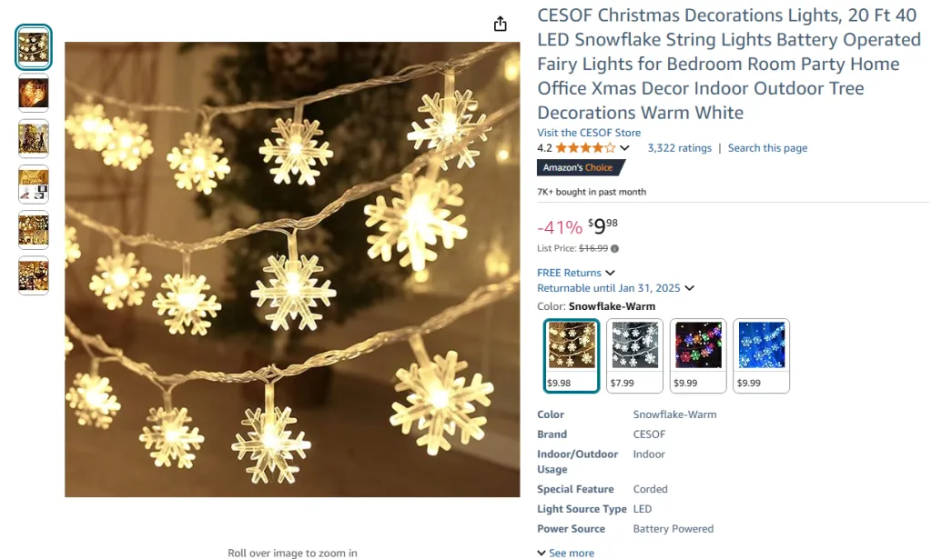 CESOF Christmas Decorations Lights