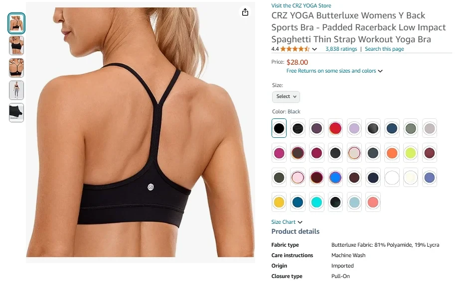 CRZ YOGA Butterluxe Women's Y Back Sports Bra