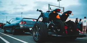 Car towing trailer with motorbikes