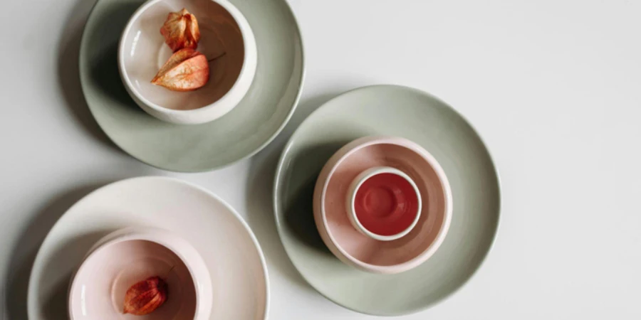 Ceramic Tableware in Overhead View