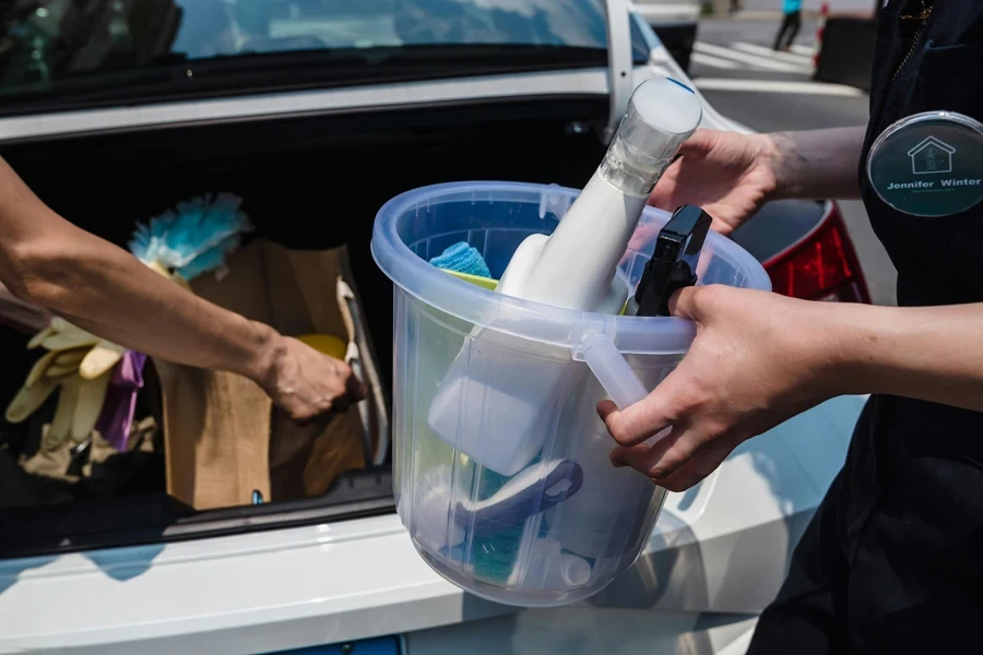 Cleaning Equipment in Plastic Bucket