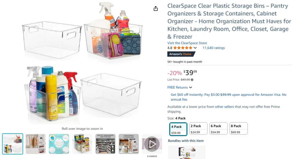 ClearSpace Clear Plastic Storage Bins – Pantry Organizers & Storage Containers