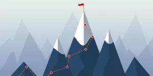 Climbing Route Path with red Success Flag