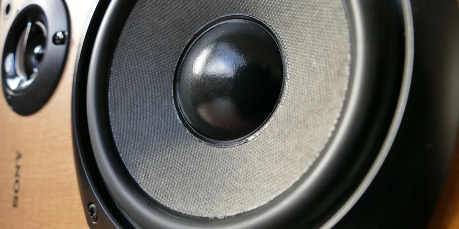 Closed Up Photography of Brown Wooden Framed Sony Speaker