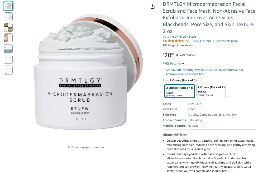 DRMTLGY Microdermabrasion Facial Scrub and Face Mask