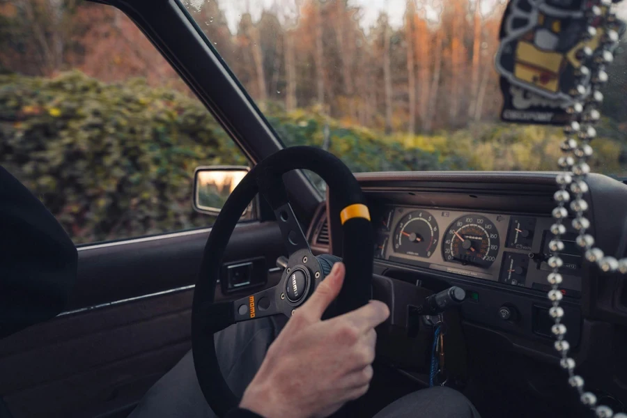 Driver in Car in Autumn