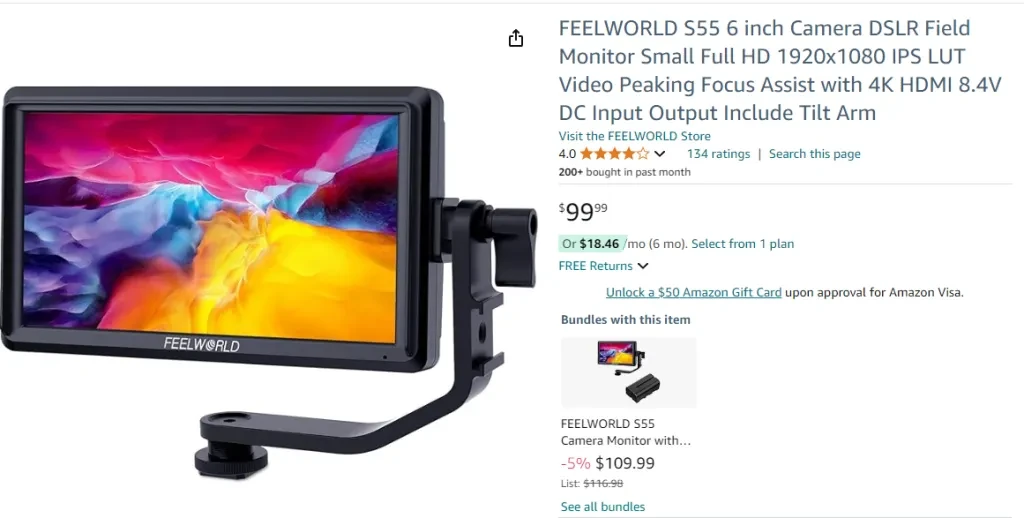 FEELWORLD S55 6-inch DSLR Camera Field Monitor