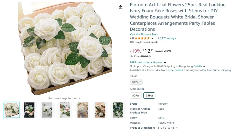 Floroom 25pcs Real Looking Foam Roses