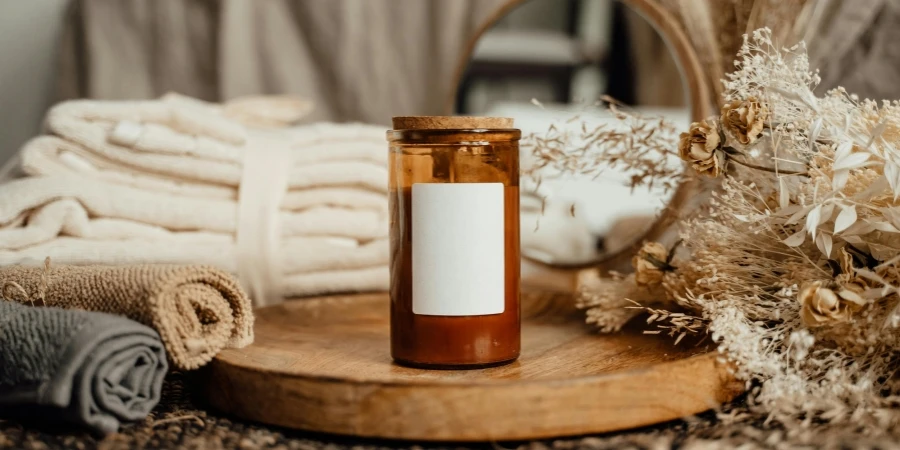 Glass Jar on Brown Wooden Tray