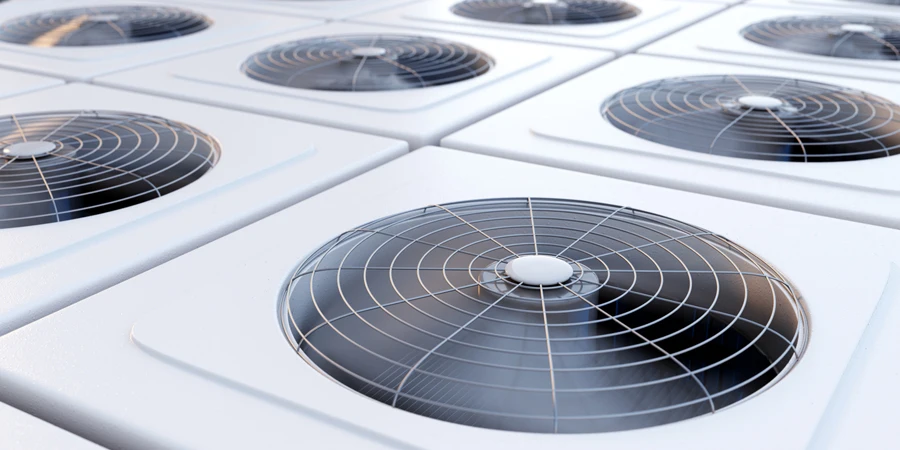 Group of HVAC units with fans