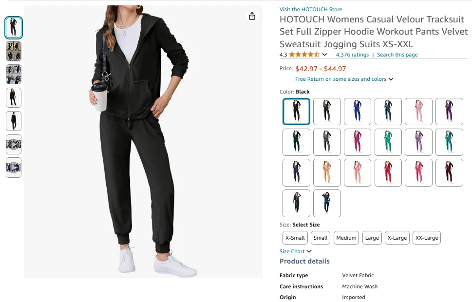 HOTOUCH Women's Casual Velour Tracksuit Set