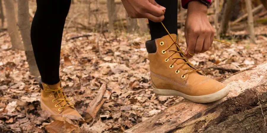 Hiker Ties Their Shoe