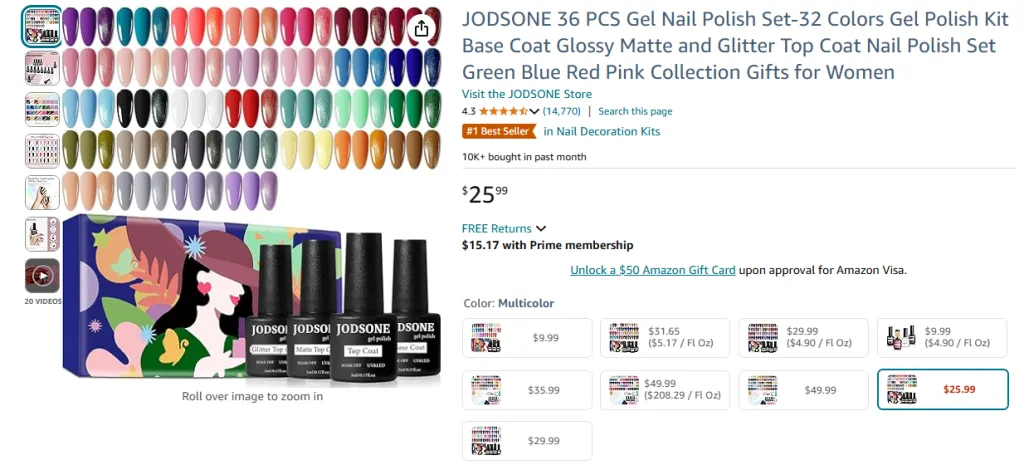 JODSONE 36 PCS Gel Nail Polish Set