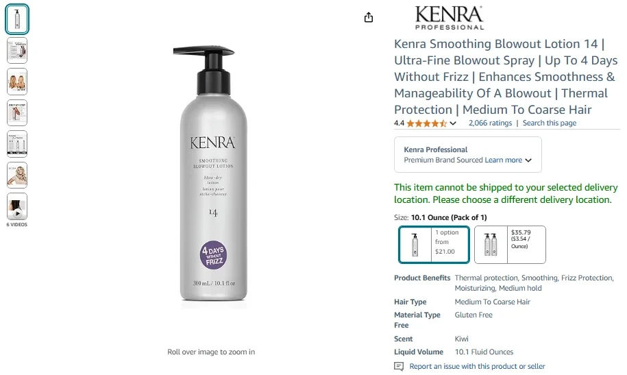 Kenra Smoothing Blowout Lotion 14