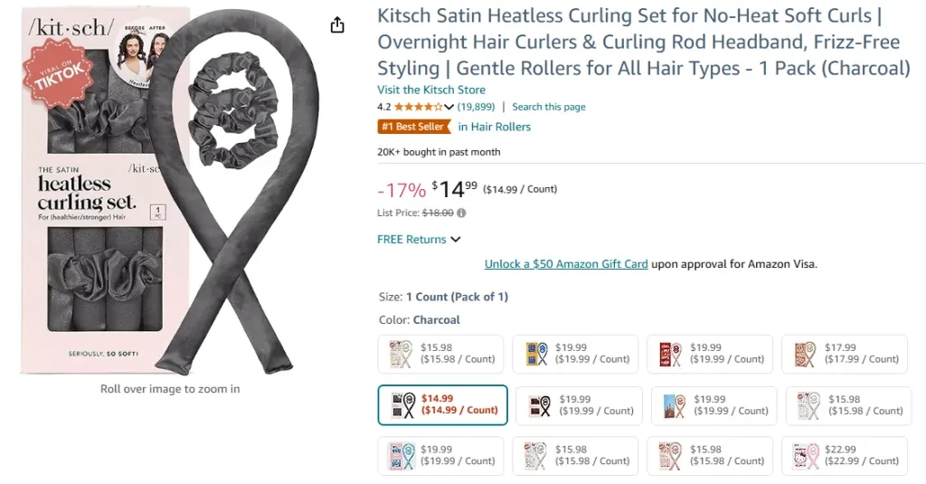 Kitsch Satin Heatless Curling Set