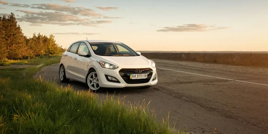 Korean compact hatchback in rural setting