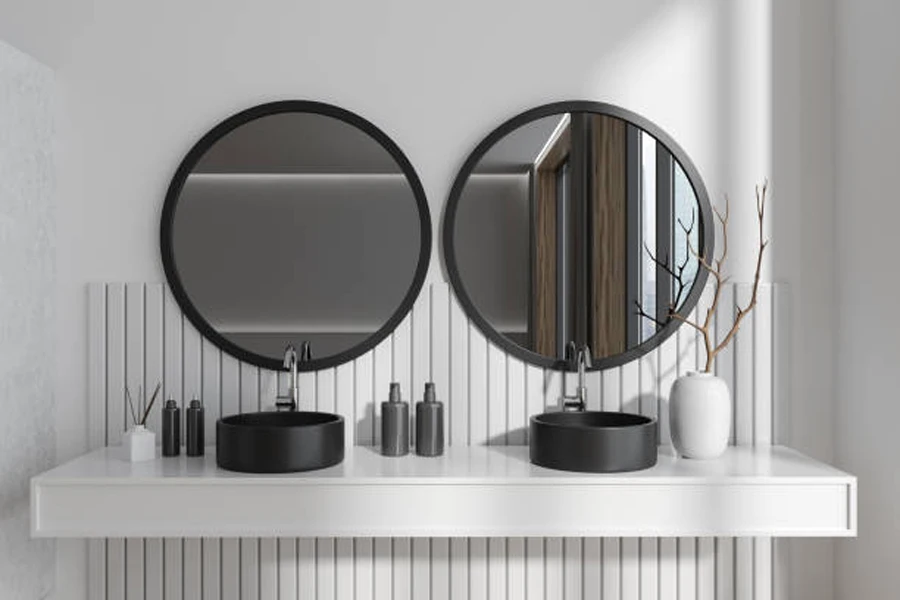 Light Bathroom Interior with Washbasin and Window, Accessories