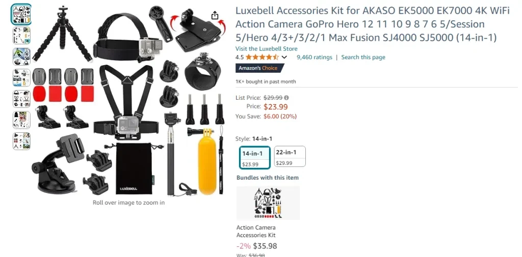 Luxebell Accessories Kit for AKASO EK5000 EK7000