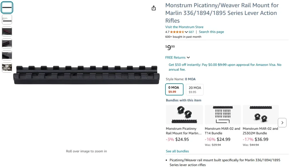 Monstrum PicatinnyWeaver Rail Mount for Marlin 336