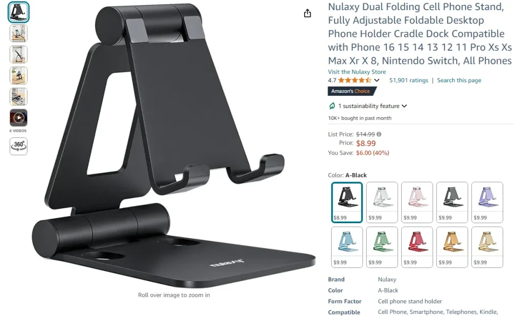 Nulaxy Dual Folding Cell Phone Stand