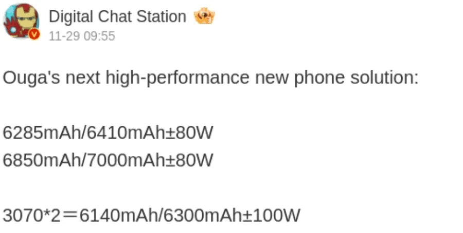 Oppo's New Battery Sizes