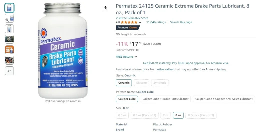 Permatex 24125 Ceramic Extreme Brake Parts Lubricant