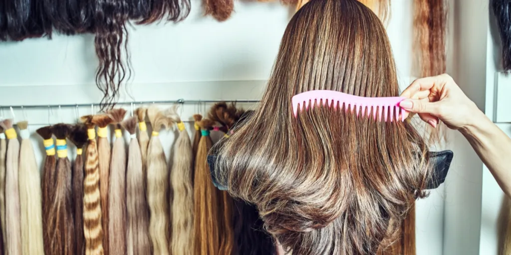 Person styling a Raquel Welch-inspired wig