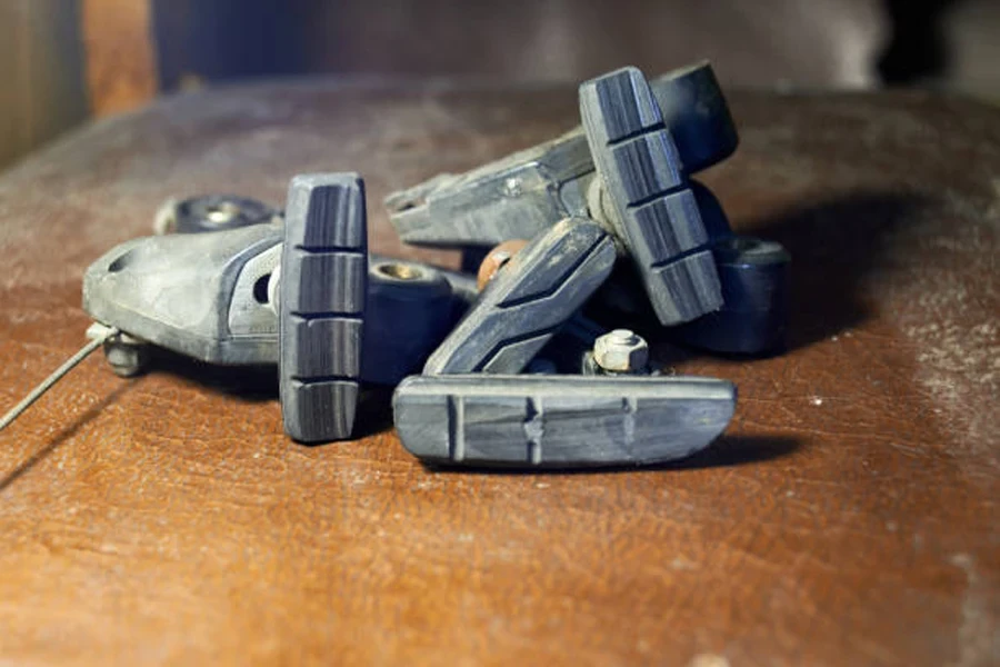 Photo of used bike brake pads on the table