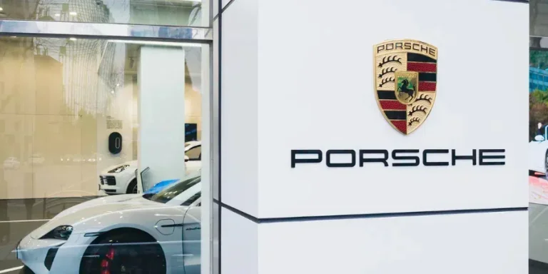 Porsche car in showroom