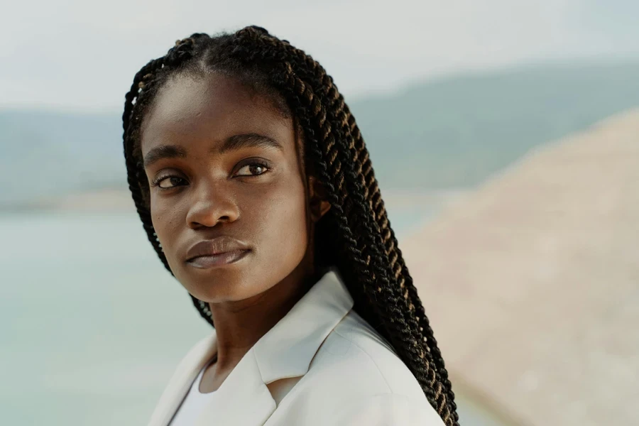 Portrait of Beautiful Woman with Braided Hair