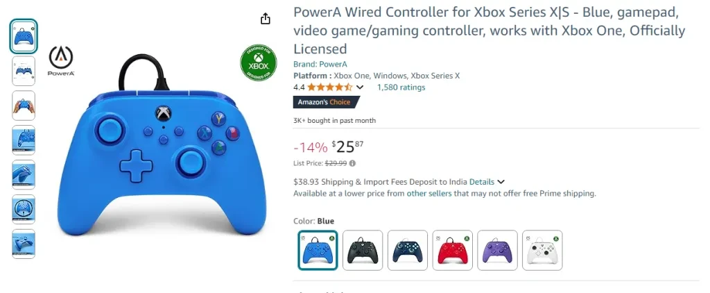 PowerA Wired Controller for Xbox Series XS - Blue