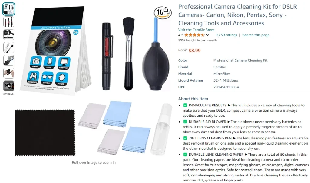 Professional Camera Cleaning Kit for DSLR Cameras