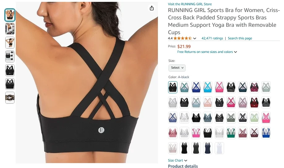 RUNNING GIRL Sports Bra for Women, Criss-Cross Back