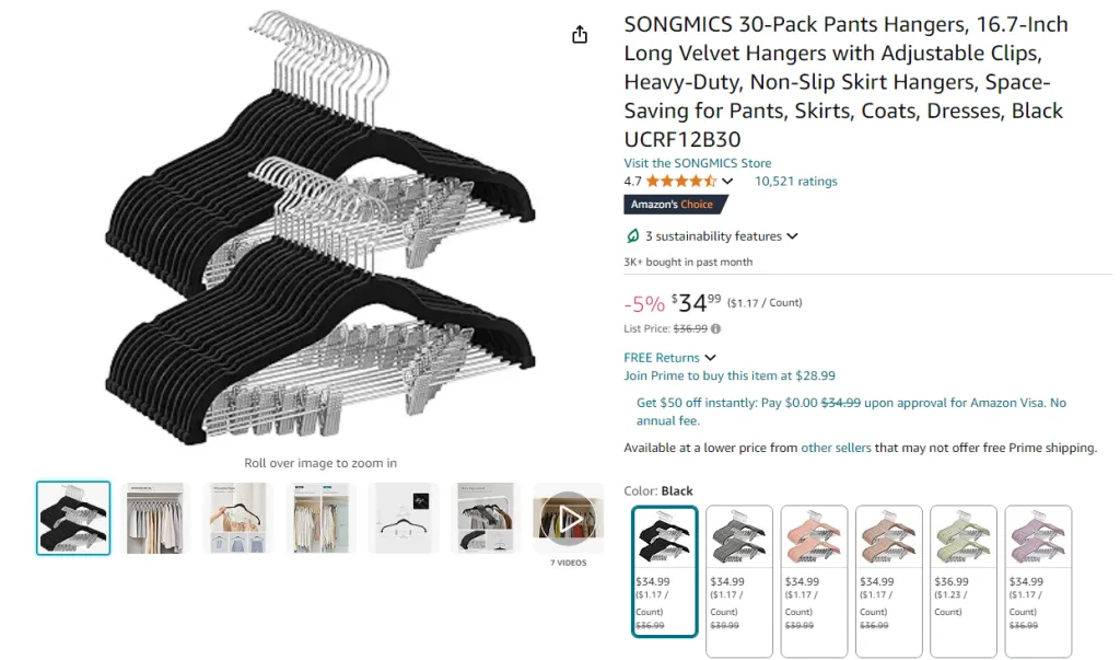 SONGMICS 30-Pack Pants Hangers