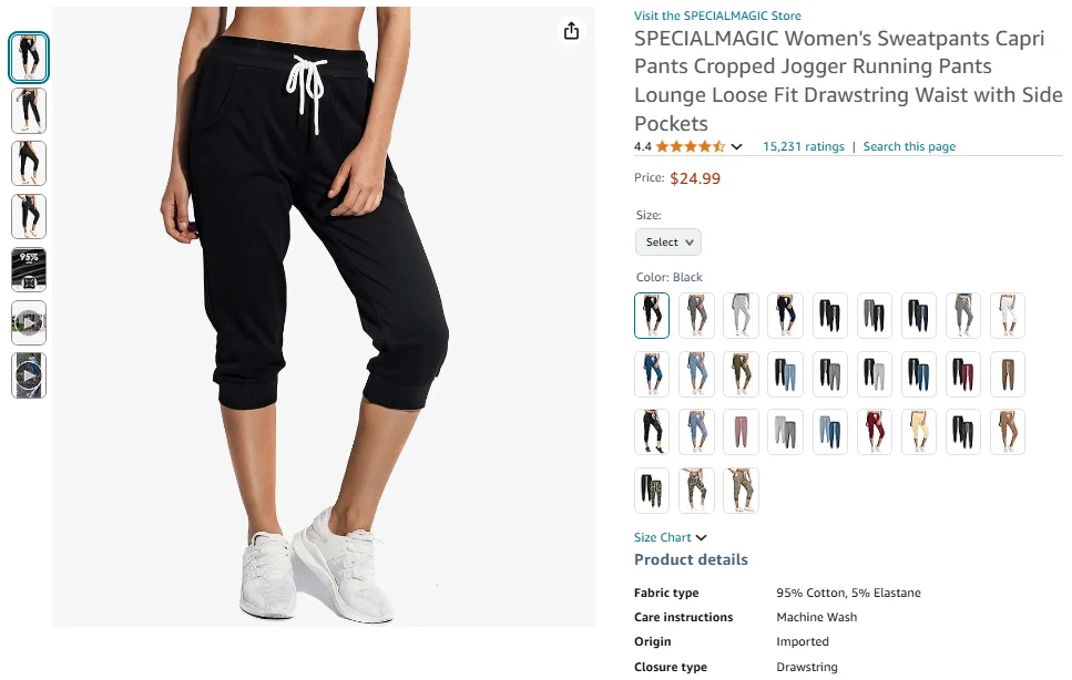 SPECIALMAGIC Women's Sweatpants Capri Pants