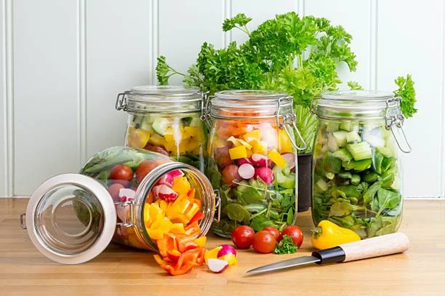 Salad in Glass Storage Jars