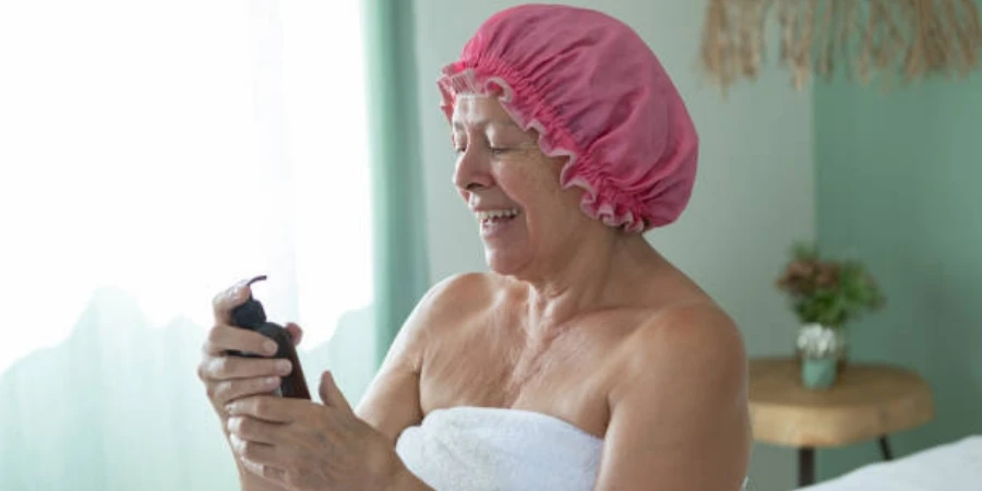 Senior Woman with Shower Cap