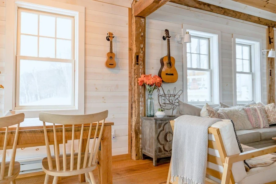 Shiplap wall is a popular market choice for rustic interiors