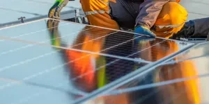 Solar panels installation on rooftop