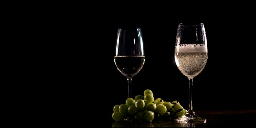 Sparkling White Wine And Grapes