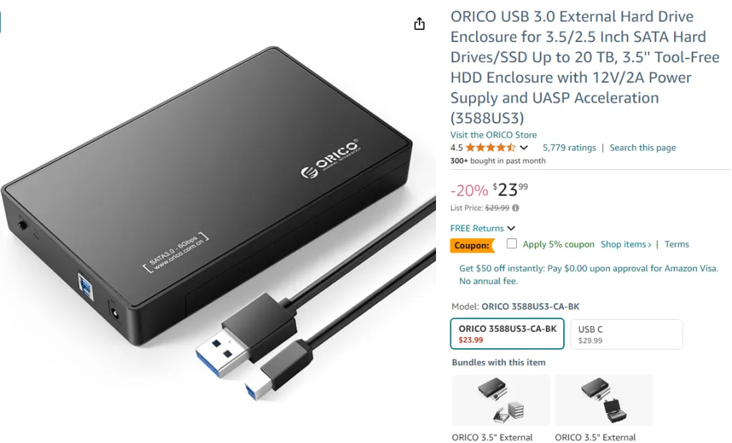 The ORICO USB 3.0 External Hard Drive Enclosure