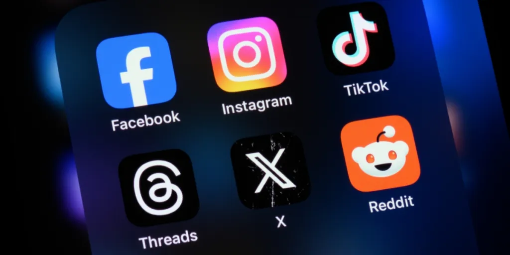 TikTok among other social platforms on a phone