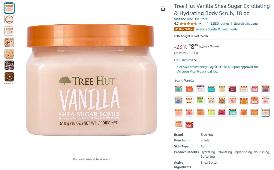 Tree Hut Vanilla Shea Sugar Scrub