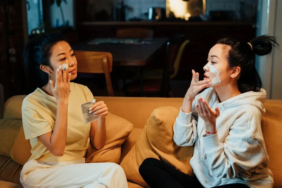 Two Women Doing Skincare at a Cozy Room