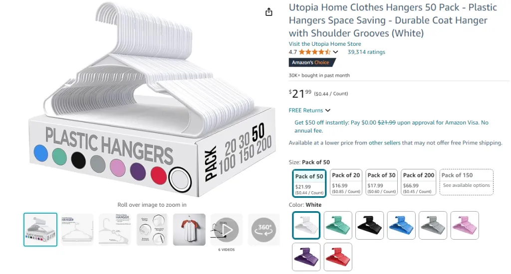 Utopia Home Clothes Hangers 50 Pack