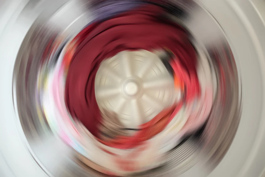 Washing machine doing laundry at high speed